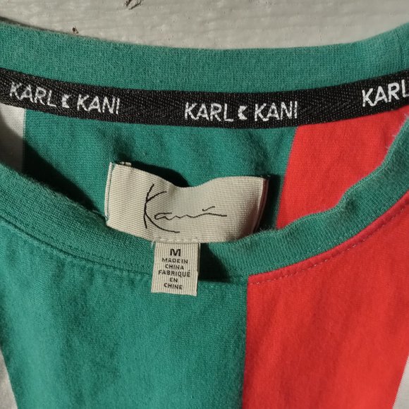 Vintage Karl Kani Embroidered Logo Vertical Stripe T-shirt - Picture 3 of 4